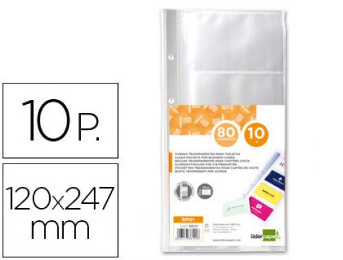 Pack 10 bolsas 4 furos esp. porta cartoes visita liderpapel , Liderpapel , 36121 , 8423473361218